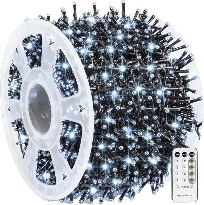 1000-LED Outdoor Christmas String Lights — 328 ft, Remote & Timer