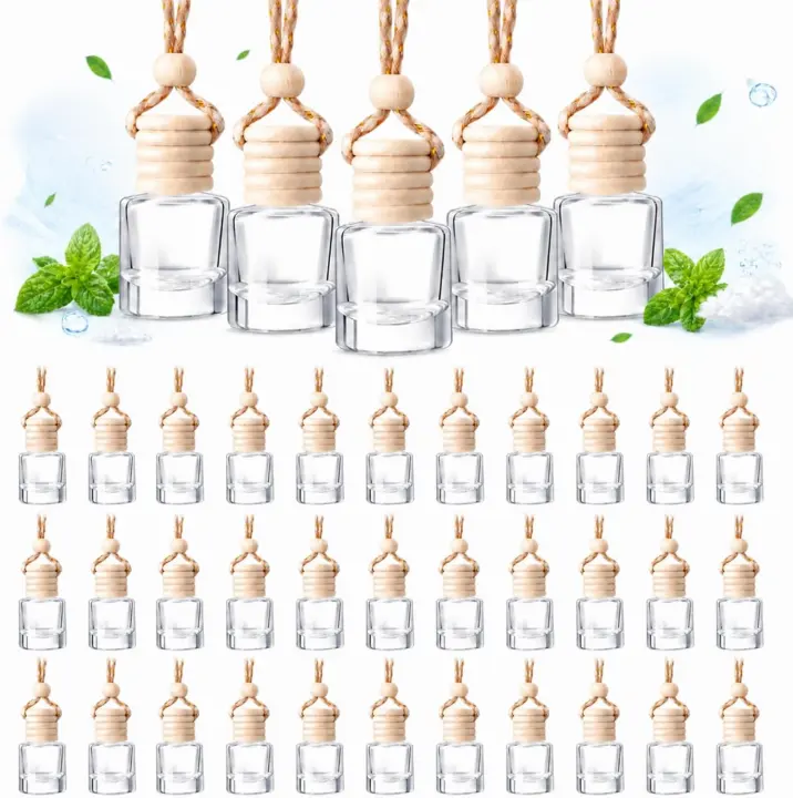 50-Pack Hanging Glass Car Diffuser Bottles — Cylinder Air Fresheners